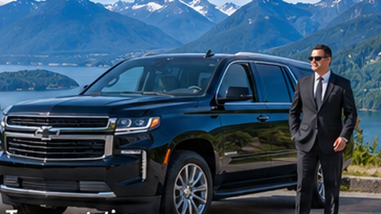 Private SUV transportation on a scenic British Columbia mountain route
