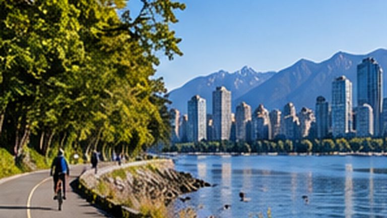 Editorial view inspired by the Stanley Park seawall and Vancouver waterfront