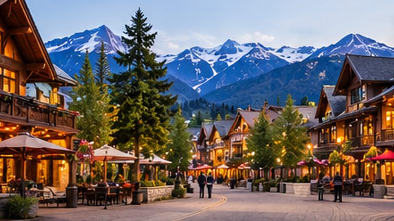 Whistler village accommodation area in the evening