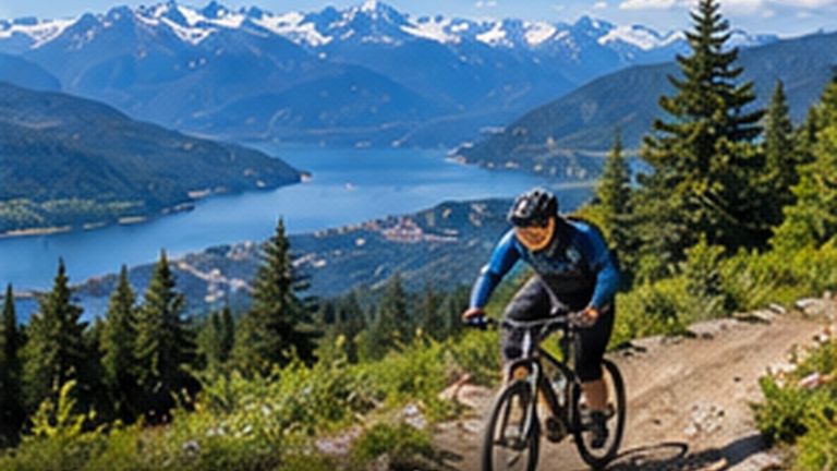 Mountain biker on a summer trail above Whistler